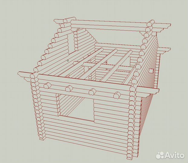 Сруб Домика с мансардой