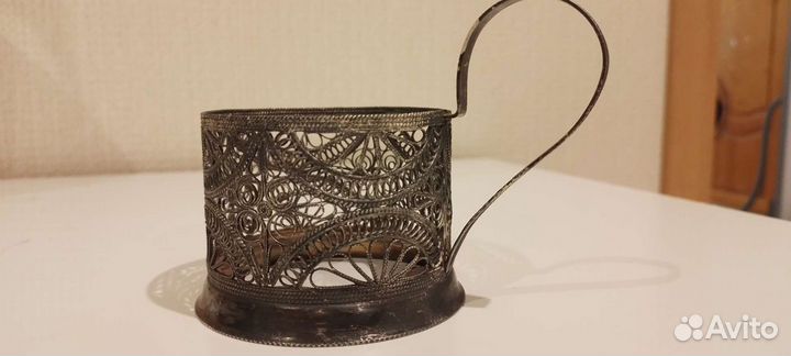 Подстаканник скань. Мельхиор. Диаметр 7 см