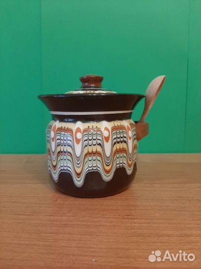 Баночка для мёда, с ложкой