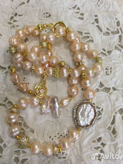 Комплект розовый жемчуг