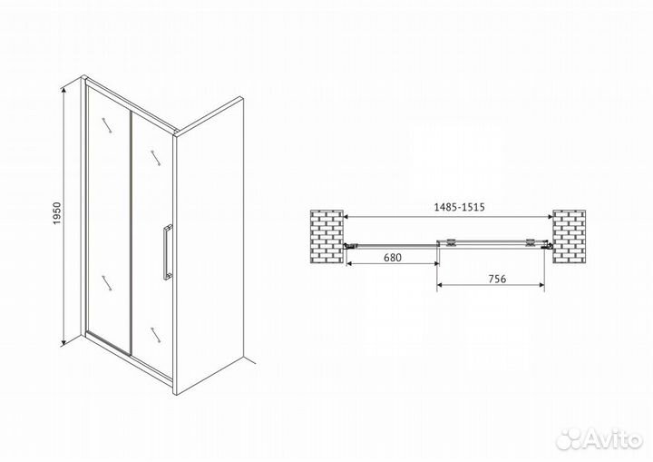 Душевое ограждение Abber Schwarzer Diamant AG30150MH