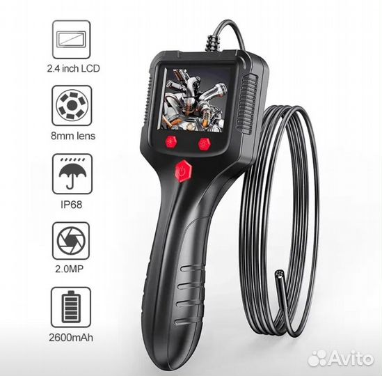 Эндоскоп с дисплеем. 5mm.Встроенный аккумулятор