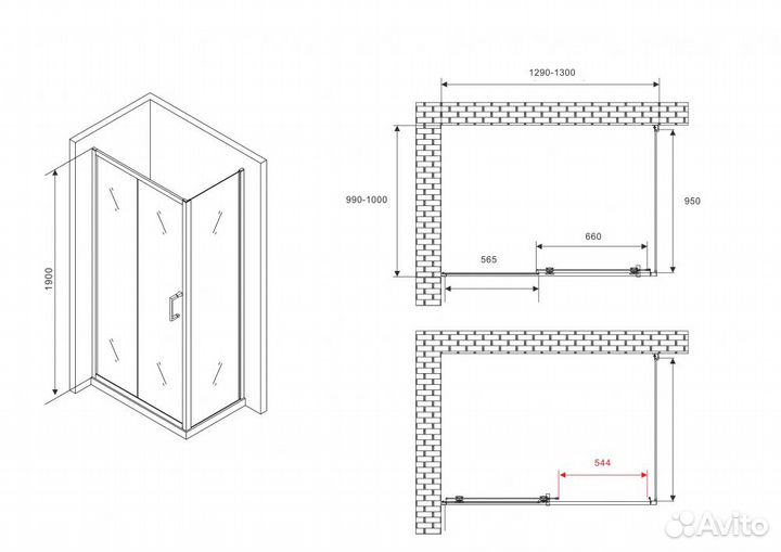 Душевой уголок abber AG30130B5-S100B5