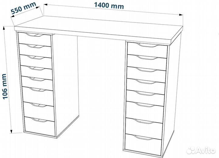 Стол письменный IKEA alex Ингар 2/88 Дуб Беленый-б