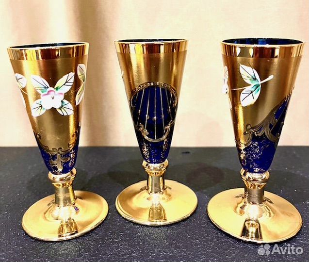 Богемское стекло рюмки для ликера (набор) винтаж