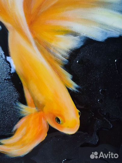 Картина с мокрым эффектом Золотая рыбка