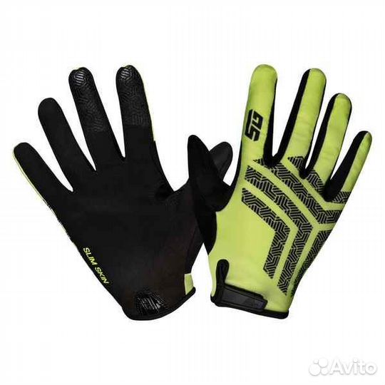 Велоперчатки полноразмерные STG Slim Skin, размер XS, зеленый с черным