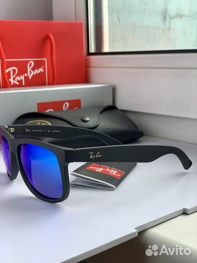 Очки Ray Ban Justin Polaroid зеркальные синие