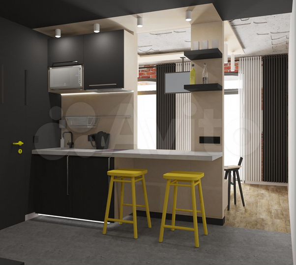 Апартаменты-студия, 17,3 м², 2/5 эт.