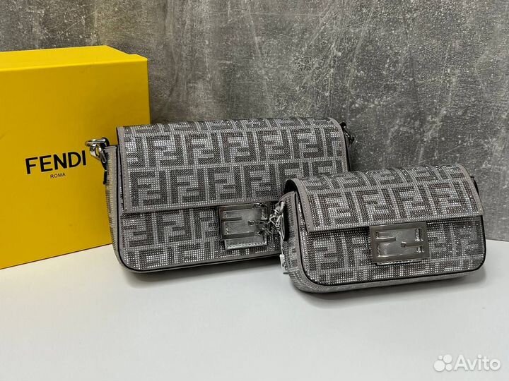 Сумка женская Fendi Baguette из кристаллов стразы