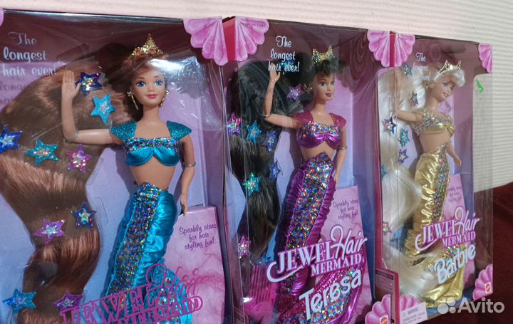 Jewel Hair Mermaid барби 1995 год лот 3 русалки