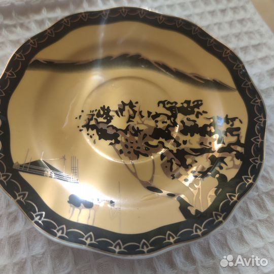 Чайный сервиз костяной фарфор Япония золото 24 Кар