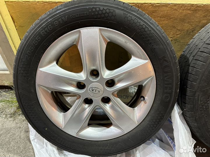 Диски оригинал hyundai/kia r16 с резиной kumho