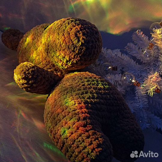 Плюшевый вязаный бегемотик