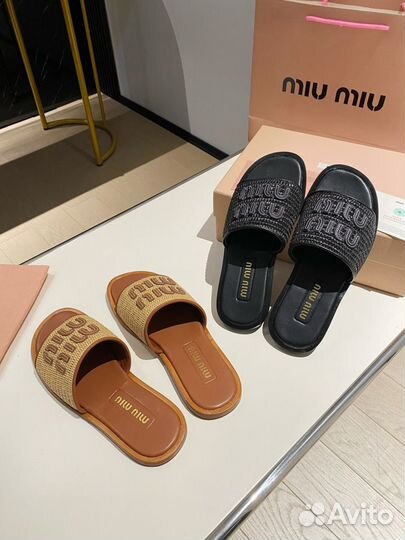 Шлепанцы из рафии Miu Miu