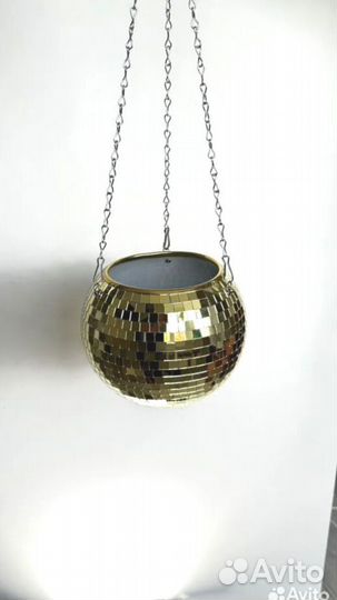 Кашпо из диско шара / кашпо из зеркальной мозаики