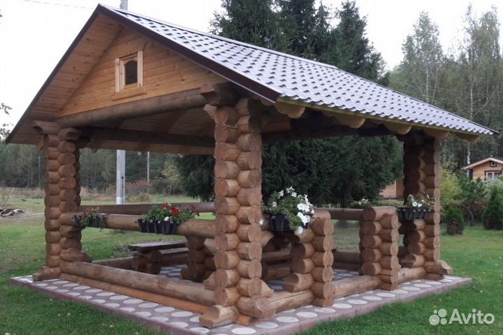 Беседка 4х4м из бревна