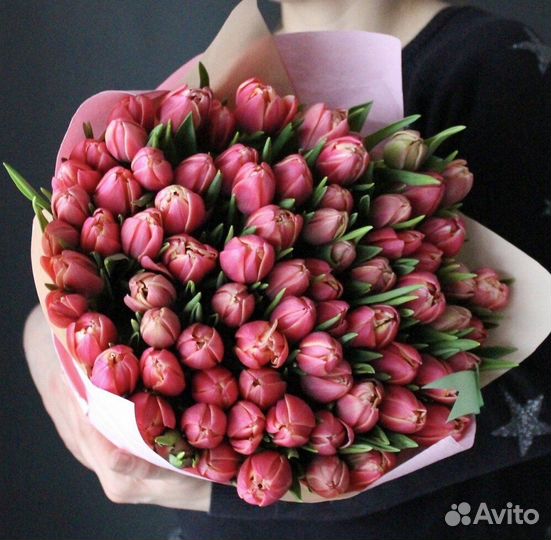 Букет 101 Пионовидный Тюльпан Колумбус