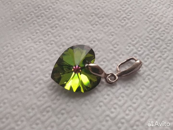 Кулон Сердце Swarovski, серебро и позолота