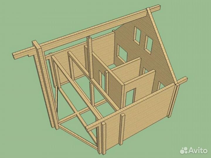 Готовый сруб дома 70м2 из клееного бруса
