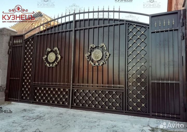 Откатные кованые ворота