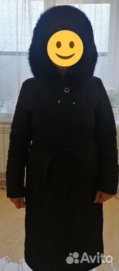 Пальто стеганое женское с капюшоном 46