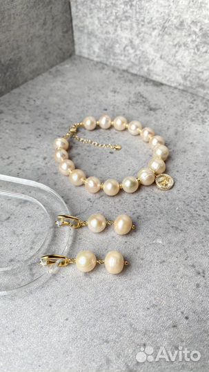 Браслет с жемчугом, розовый жемчуг