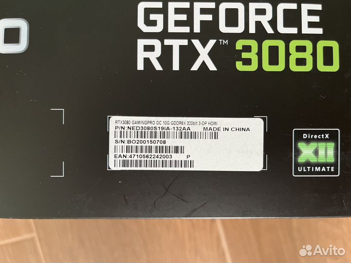 Видеокарта palit geforce rtx 3080 OC 10gb