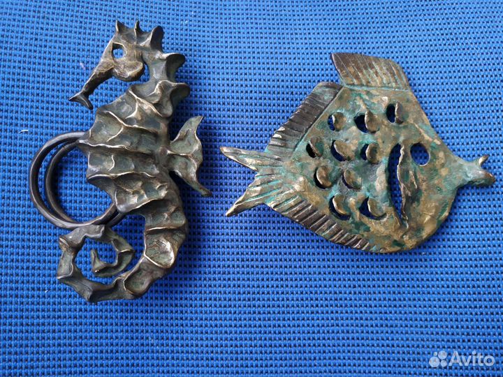 Рыба и Конек бляха - застежка литье бронза, упряжь