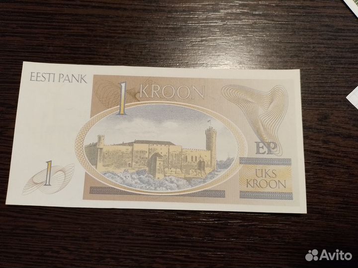 Банкноты Эстонии - 1 крона 1992 г. UNC