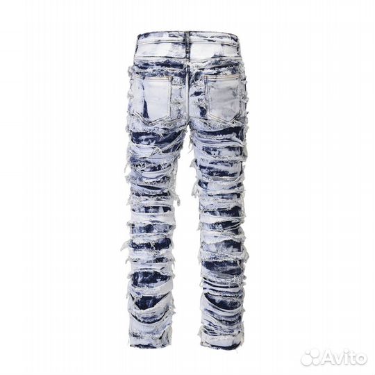 Undercut Ruffle Destroyed Denim Jeans