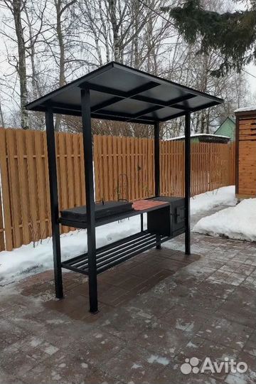 Мангал с печкой и крышей