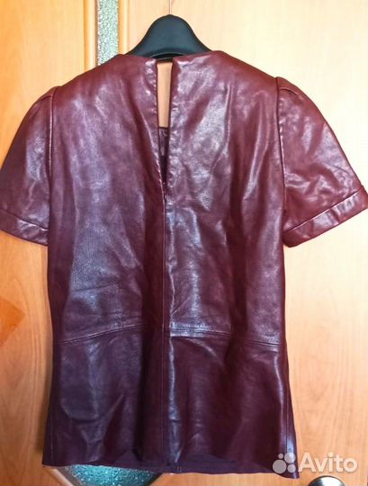 Кожаная рубашка / блузка Massimo Dutti XS