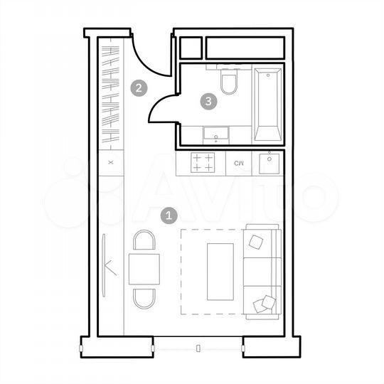 Апартаменты-студия, 26,8 м², 4/20 эт.