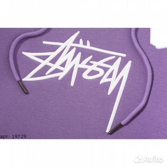 Худи stussy violet logo сиреневое