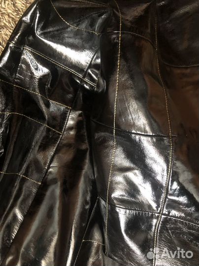 Кожаный лакированный плащ / тренч. Винтаж