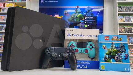 Sony PS4 Slim + 99 игр + 2 геймпада