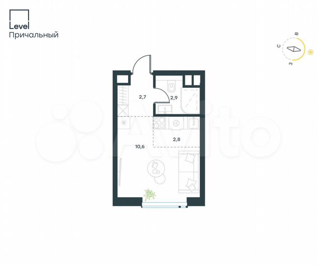 Квартира-студия, 19 м², 27/32 эт.