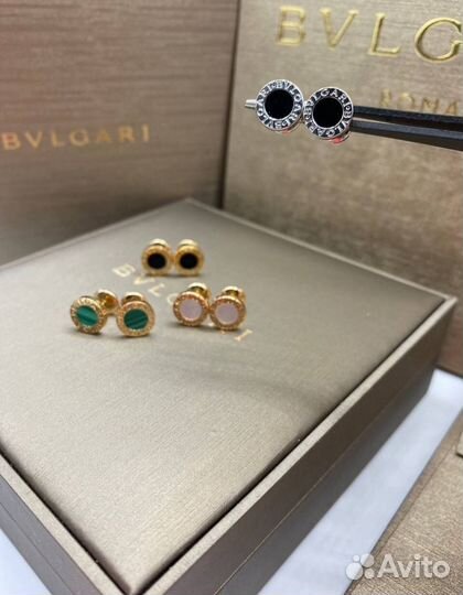 Золотые серьги пусеты bvlgari 585п.750п