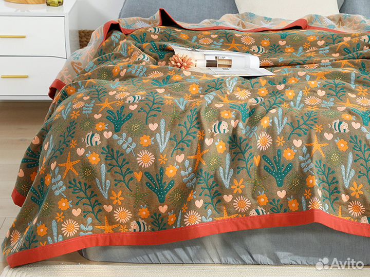 Плед покрывало муслиновое 150*200 хлопок 100%