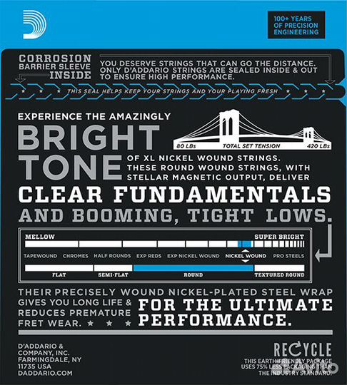 EXL190 XL nickel 40-100 DAddario бас струны