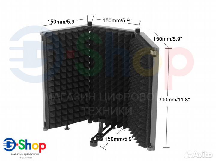 Акустический экран для микрофона 45x30см