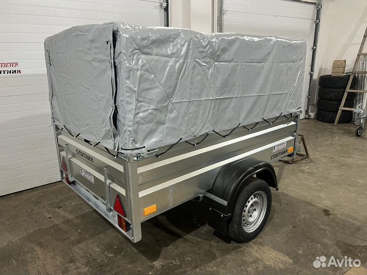 Прицеп оцинк 2.10х1.35 борт 480, тент 750 Спутник