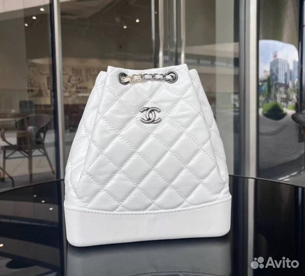 Белый рюкзак Chanel натуральная кожа *Люкс