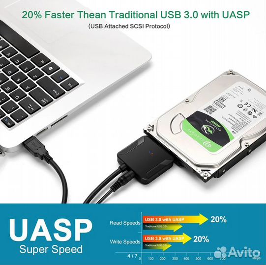 Переходник SATA USB 3.0 для жестких дисков HDD 3,5