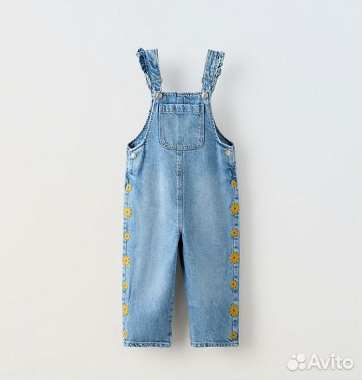 Новый джинс комбинезон вышивка Zara kids, 86, 104