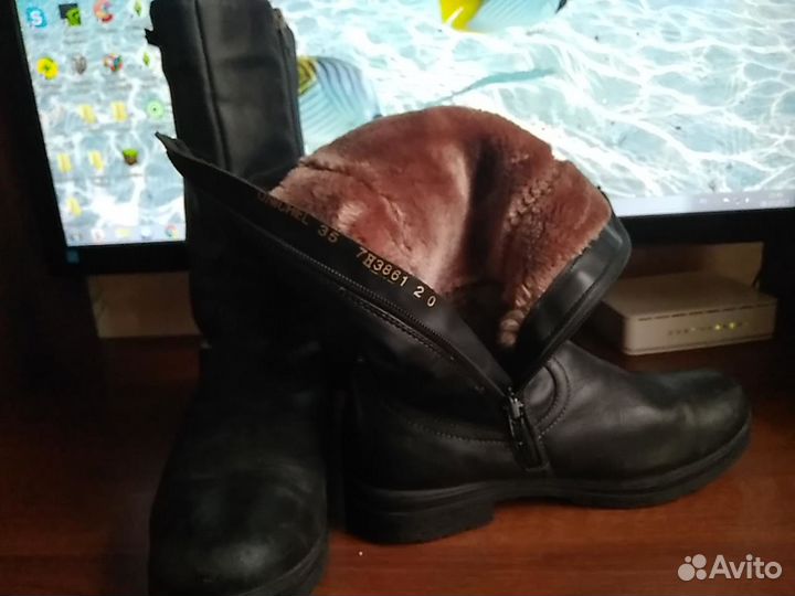 Сапоги зимние натуральный мех Юничел на девочку