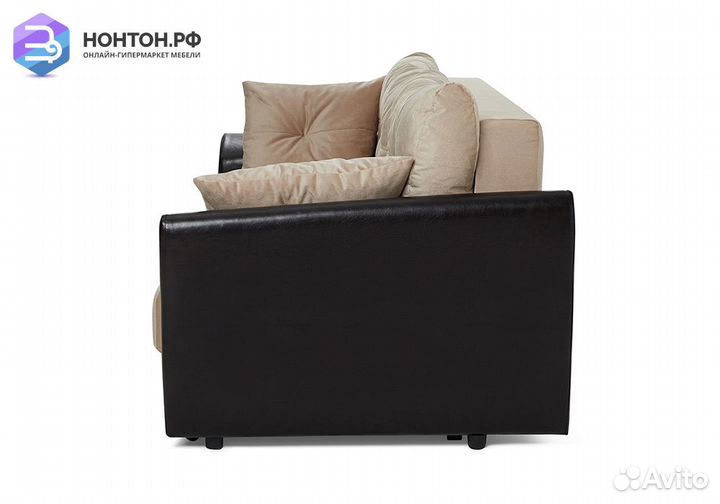 Диван еврокнижка Мадейра Lux бежевый / коричневый