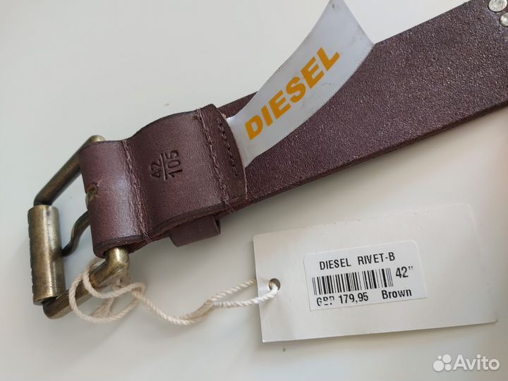 Мужской кожаный ремень Diesel коричневый