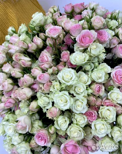 Огромный букет цветов из белой и розовой кустовой